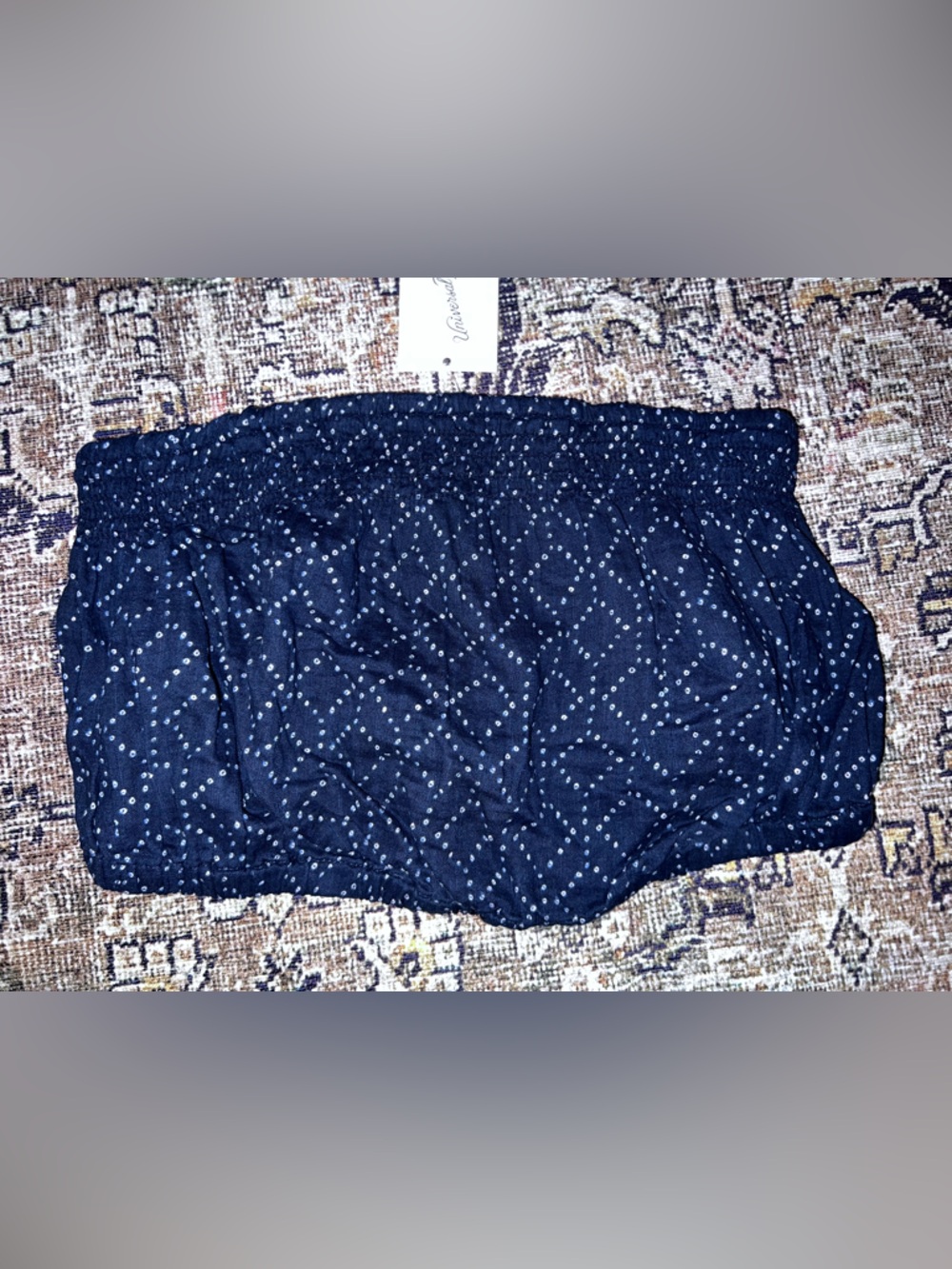 Navy Quilted Dot-Print tube top Size Small
